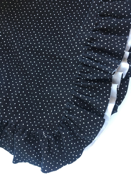 Black & White dot Organic Knit Ruffle Blanket - Lightweight