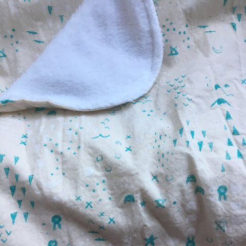 Teal & White Blanket - Travel & Large size available